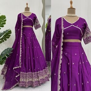 Purple Embroidered Lehenga Choli Set Indian Lehenga Choli Partywear Garba Weddin